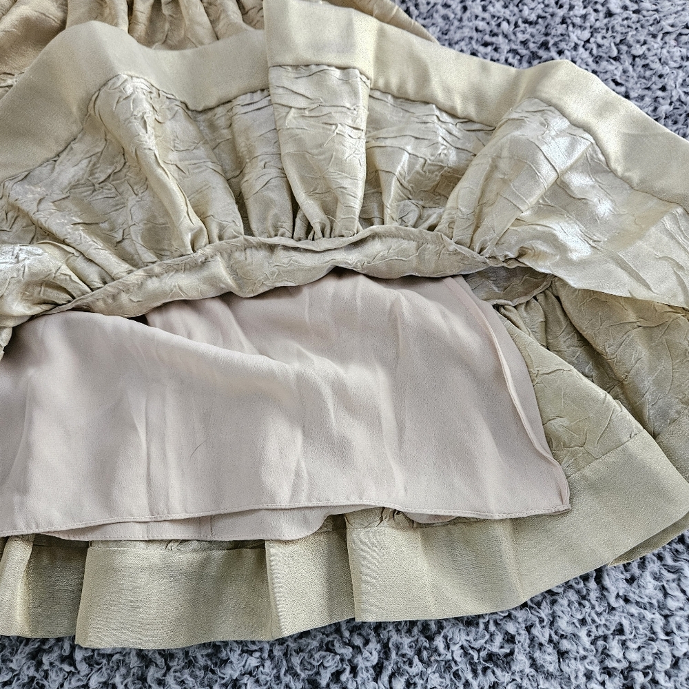 Basix II Gold Mini Dress Sz 4 Small Puff Sleeve Coquette Victorian Wedding Party - Picture 6 of 12